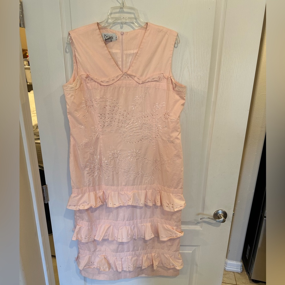 jsong collection pink eyelet ruffle dress size 14